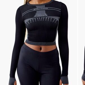 Iets Frans Open Back Seamless Crop Top Black L Urban Outfitters